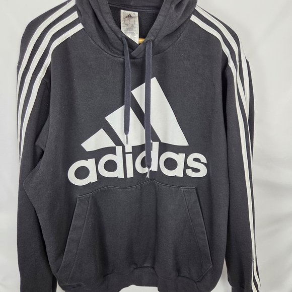 Adidas Men’s Big Logo Hoodie Black White Adidas Men's Black and White Hoodie - Picture 1 of 3